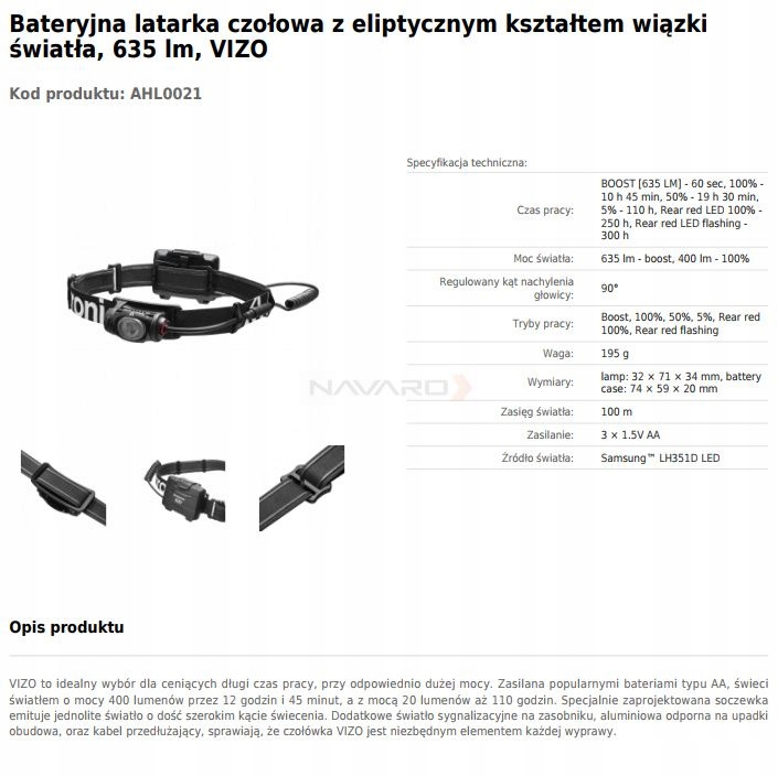 Bateryjna Lampka czołowa Mactronic VIZO 400/636 lm Marka Mactronic