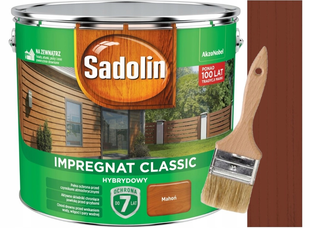 

Sadolin Classic Impregnat 9L Mahoń+pędzel 50MM