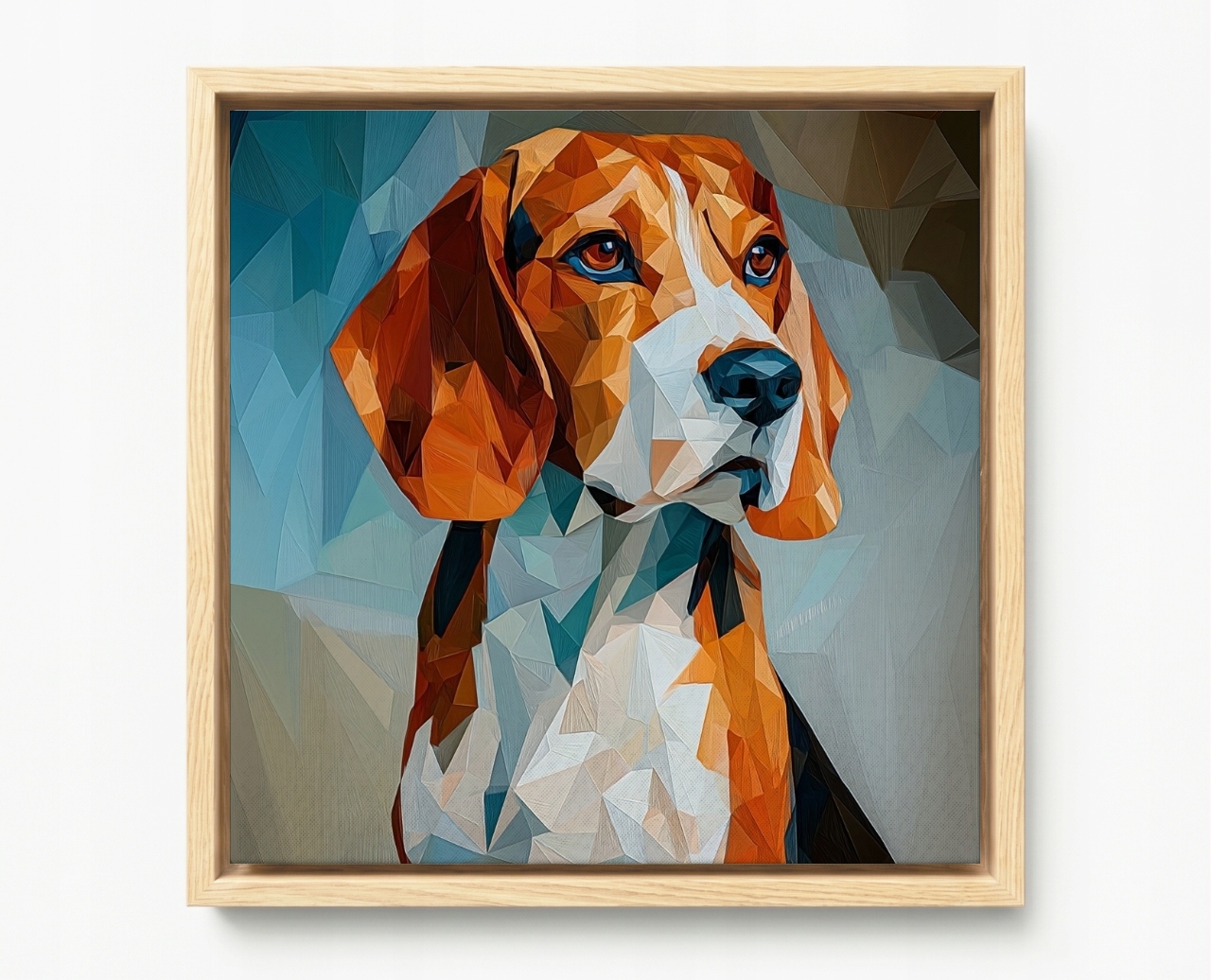 Obraz Rám Americký Box Grafika Low Poly Portrét Pes Beagle 3D 40x40