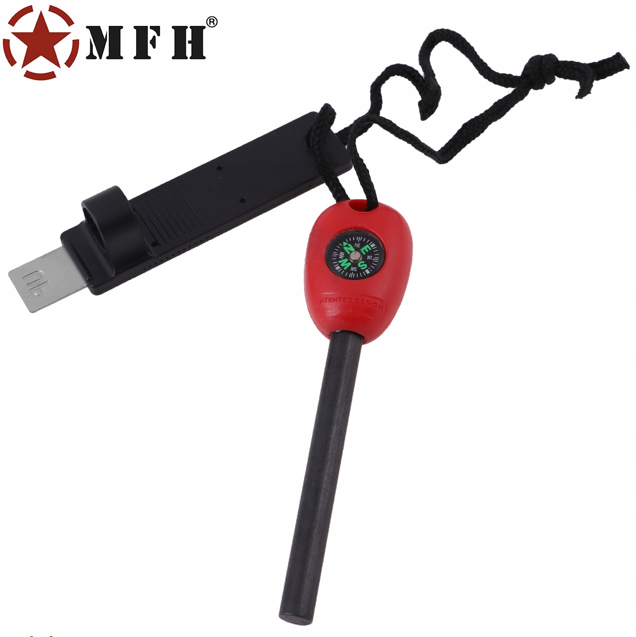 Krzesiwo ferrocerowe turystyczne survivalowe bushcraftowe MFH z kompasem Kod producenta 27107
