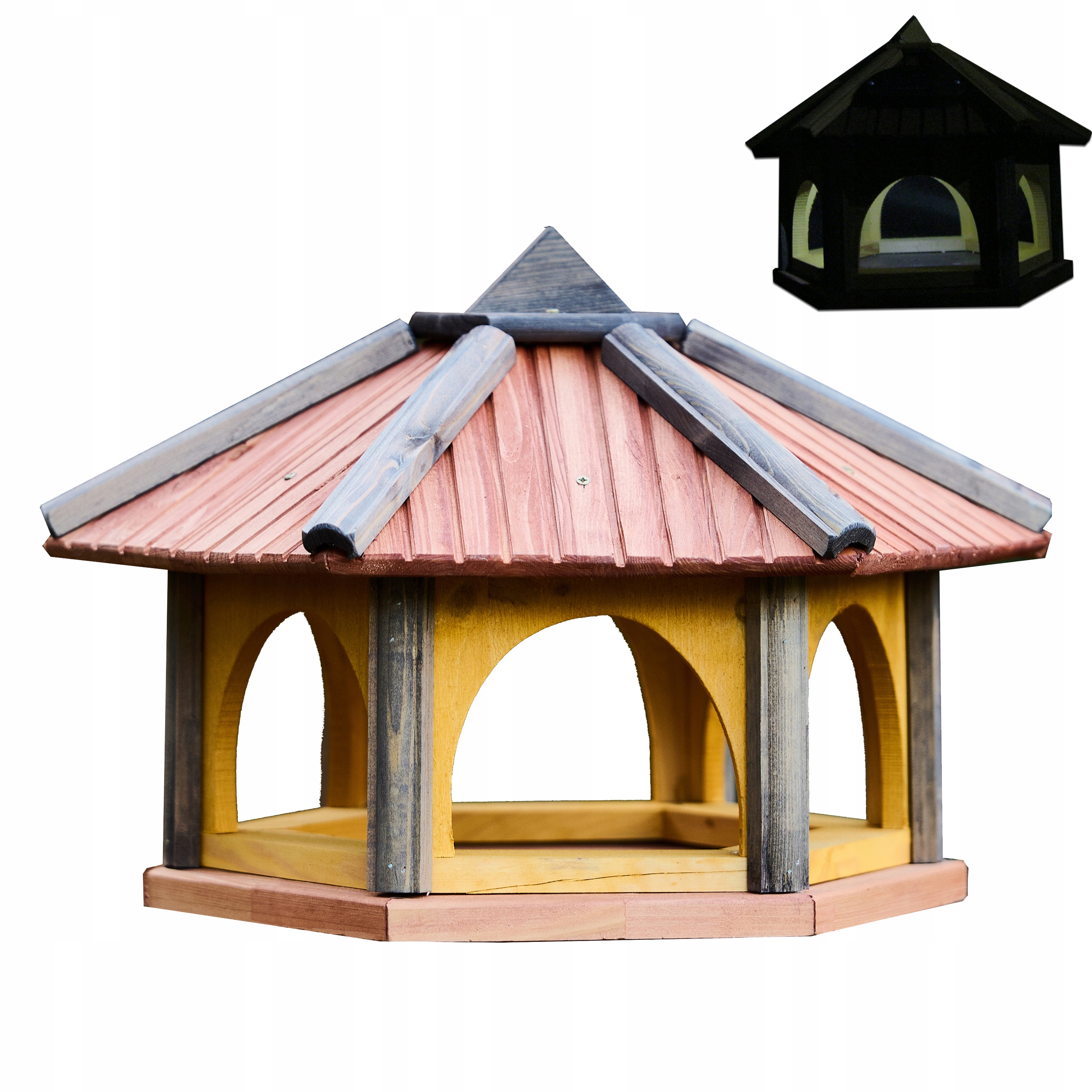 Velké krmítko pro ptáky ze dřeva K50_S s Led solárním osvětlením Pl