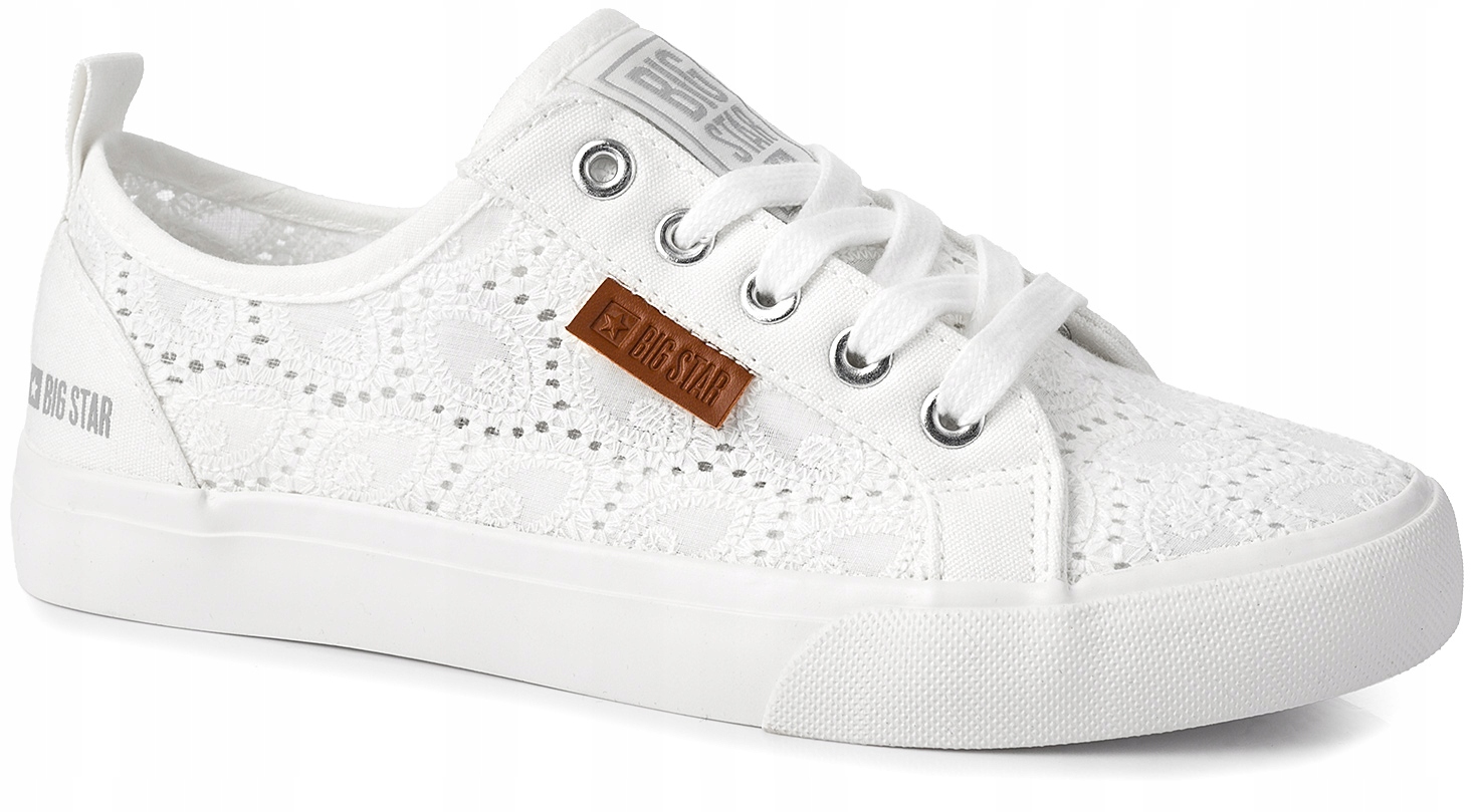 Damskie trampki koronkowe ażurowe Big Star białe lekkie na lato r. 39