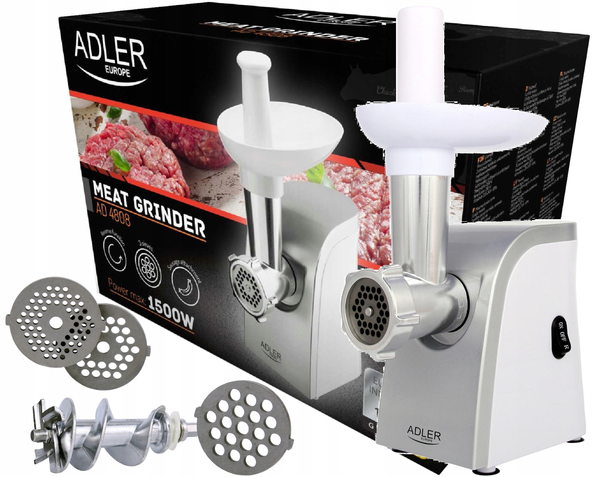Maszynka do Mięsa Ad 4808 z Rewersem 3 Sitka Nasadka Masarska 350W
