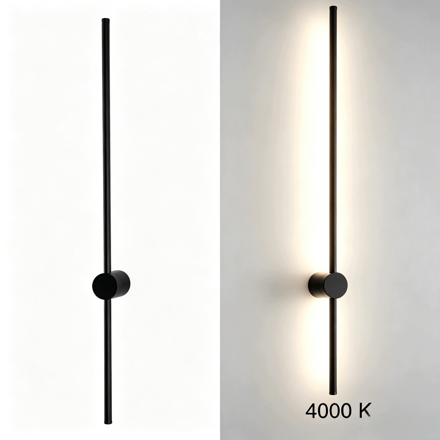 Moderní Klasická Nástěnná Lampa 60 CM 4000K, Lineární Led Nástěnné Svítidlo, Černá
