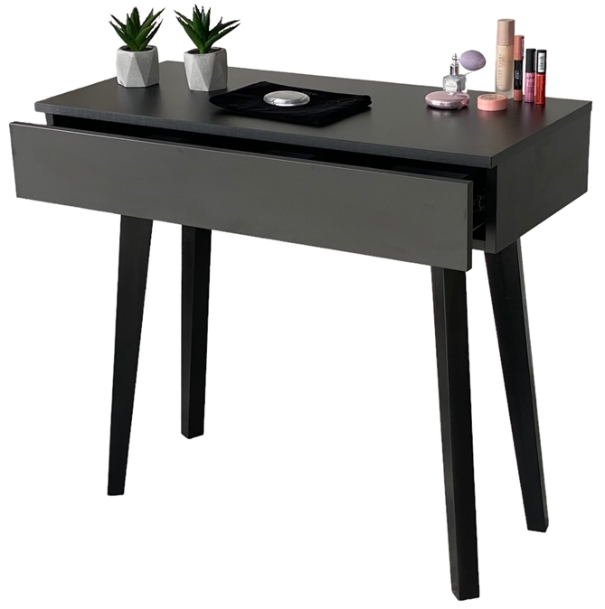 Toaletka Čierna Lena Drevené Nožičky Matná 90 CM