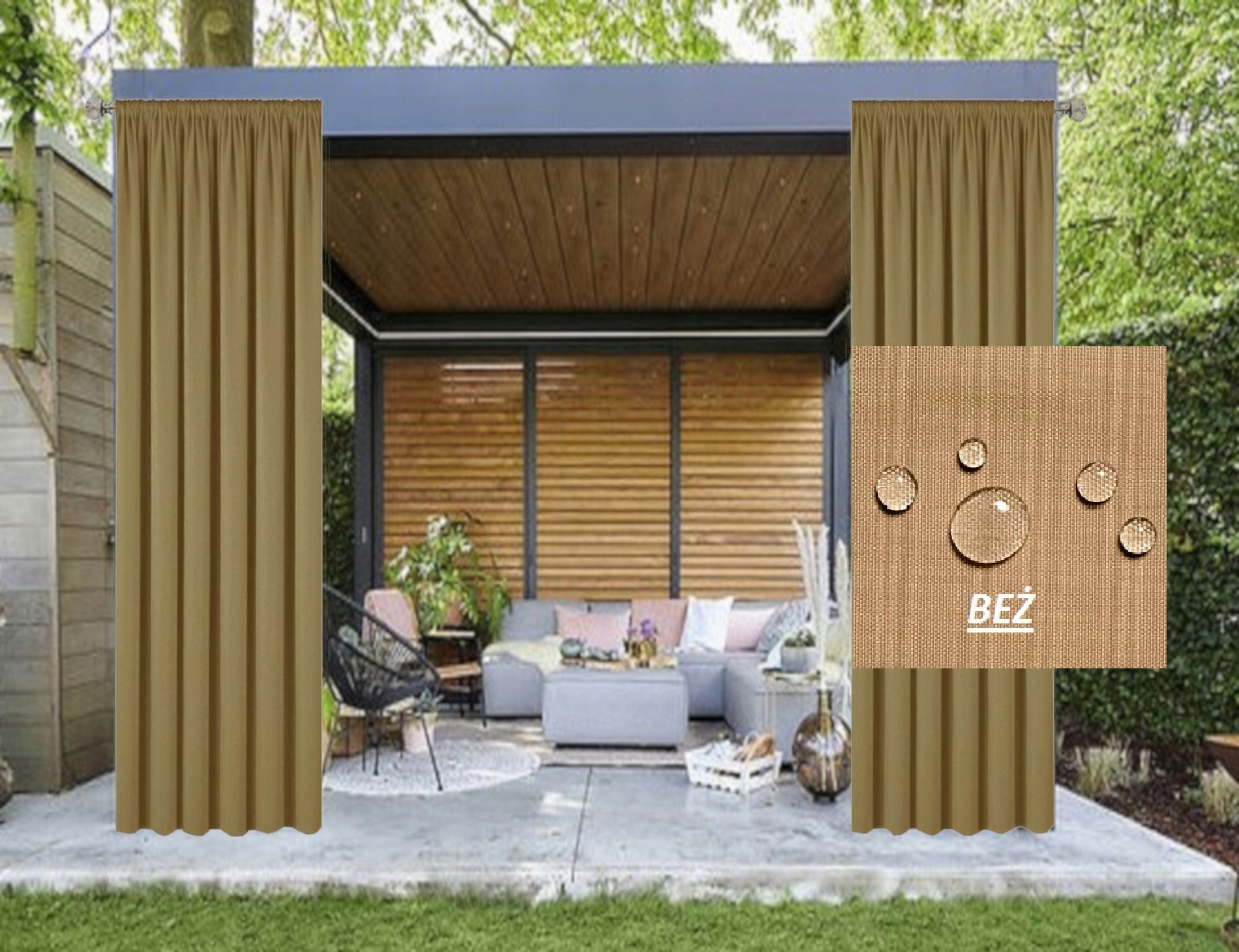 ZASŁONY OGRODOWE 155x240 DO ALTANY TARASU Długość 240 m