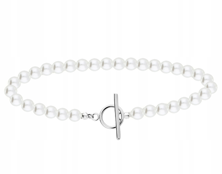 

Naszyjnik Z Perełkami Perły Toggle Choker 925 45cm