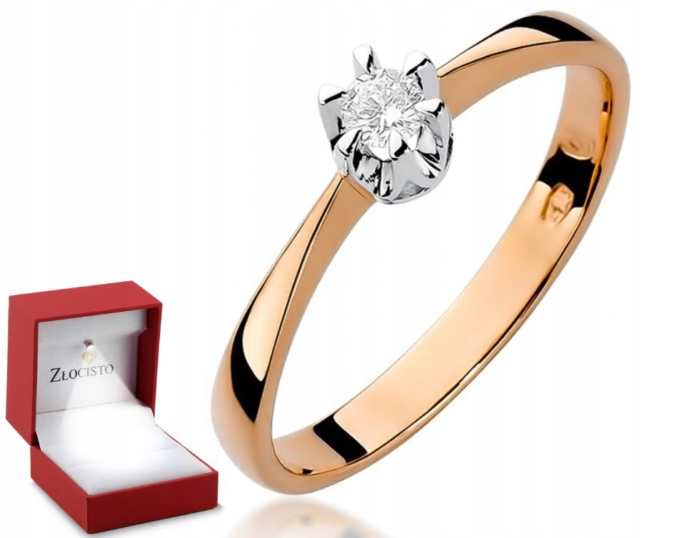 Zlatý prstýnek diamant briliant Růžové zlato 585