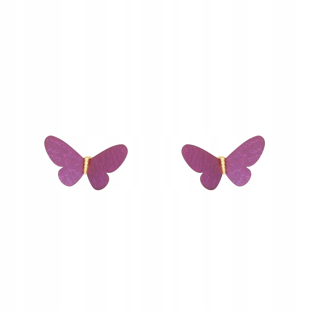 Náušnice motýli titan fialové stříbro pozlacené