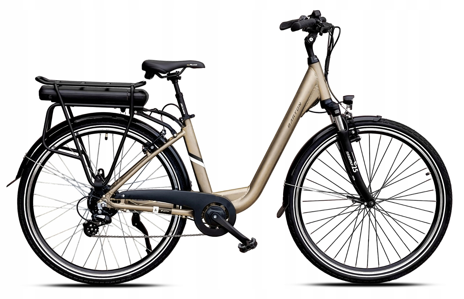 Rower elektryczny Barton E-city 28 17" cali aluminium koło 28" rose gold