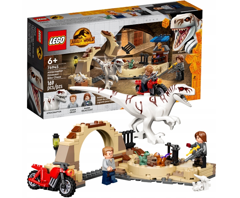 

Klocki Lego Jurasic Park Atrociraptor pościg motor