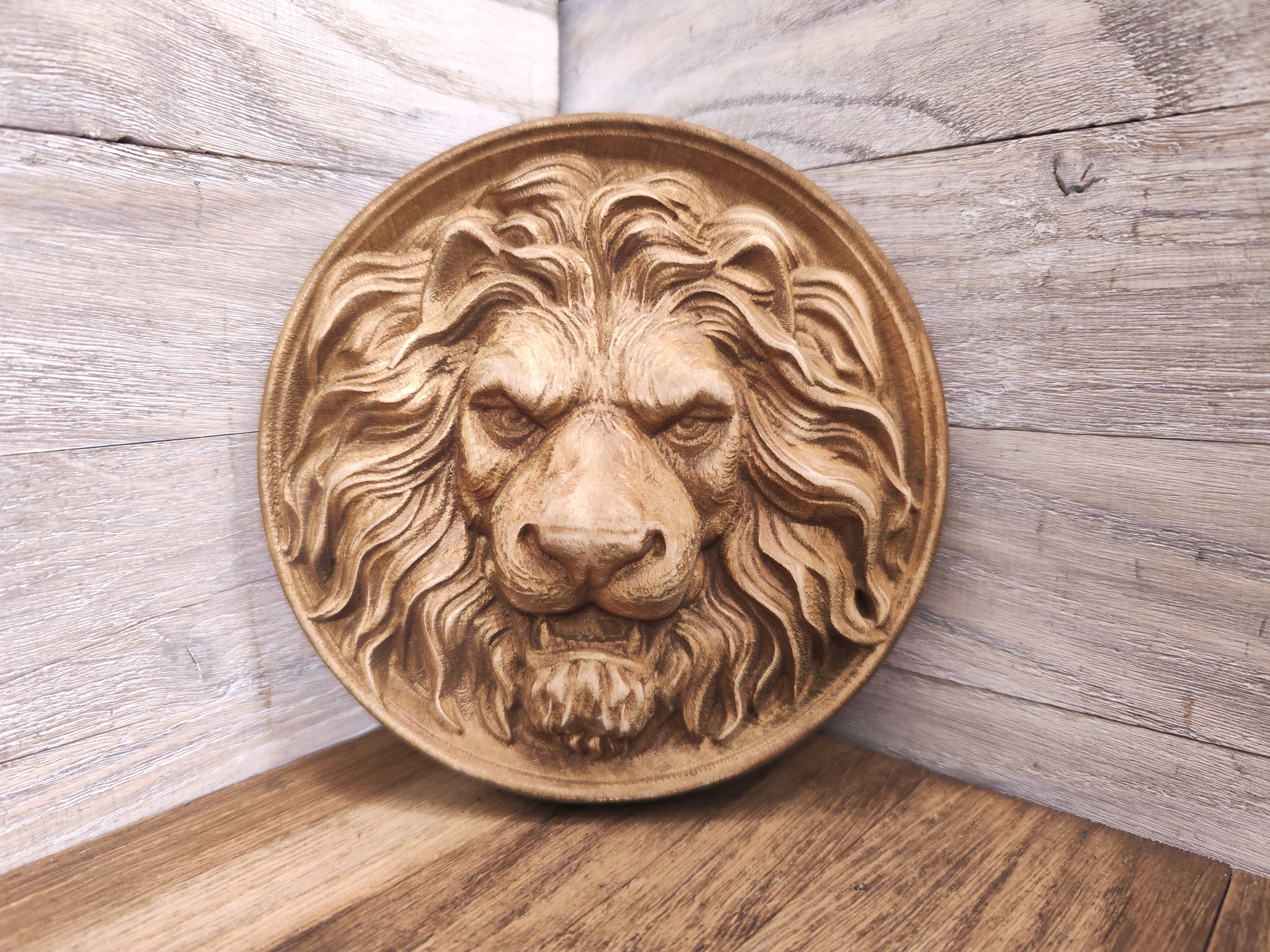 Obraz reliéf Lva Lev Král zvířat 16 cm dřevěný obraz medailon