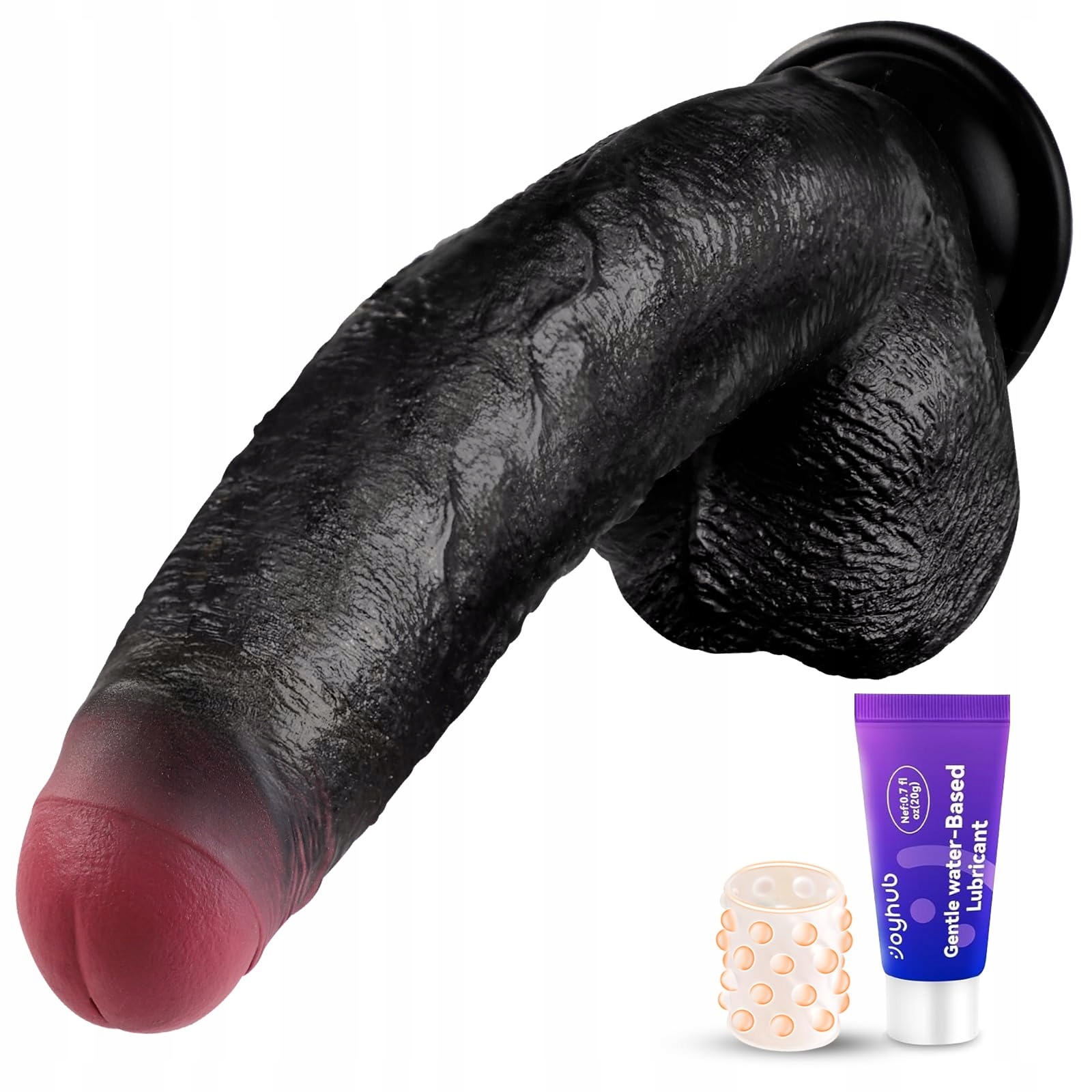 PRONFANS Realistyczny Dildo 28cm Silikonowy Czarny Z Mocną Przyssawką — miniatura 9