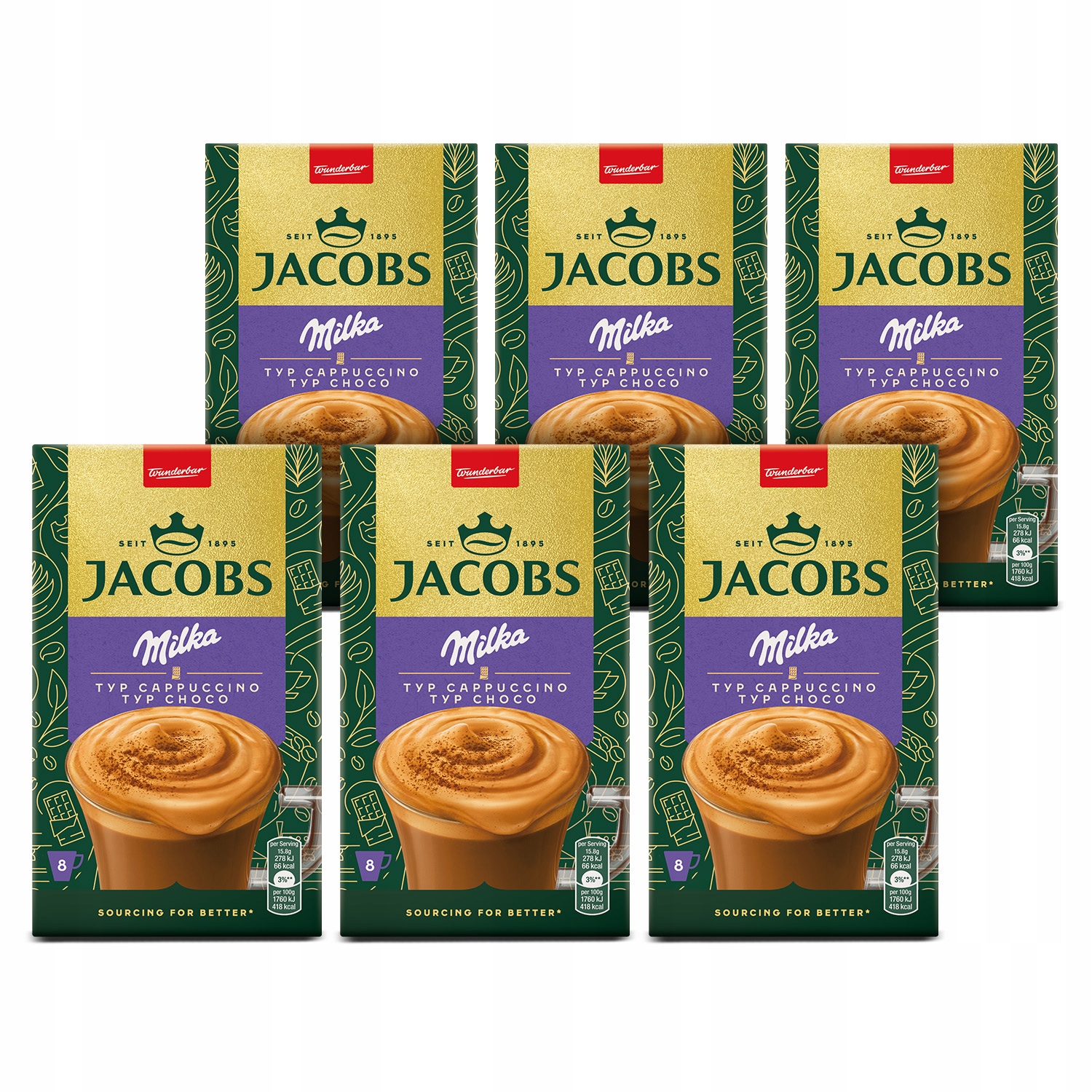 Kawa rozpuszczalna smakowa Jacobs Cappuccino Choco Milka 6 opakowań