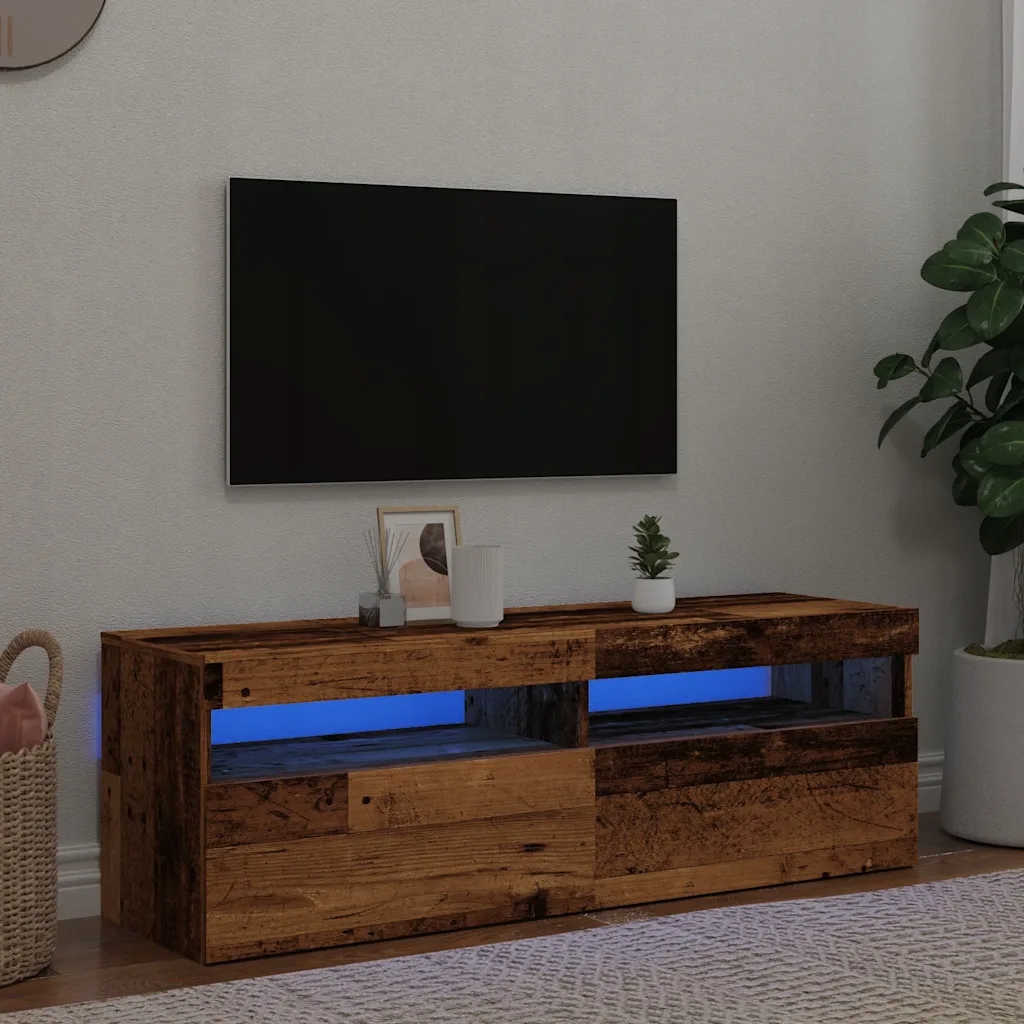 Tv stolek s Led old wood 120 x 35 x 40 cm kompozitní dřevo Hnědá 856305