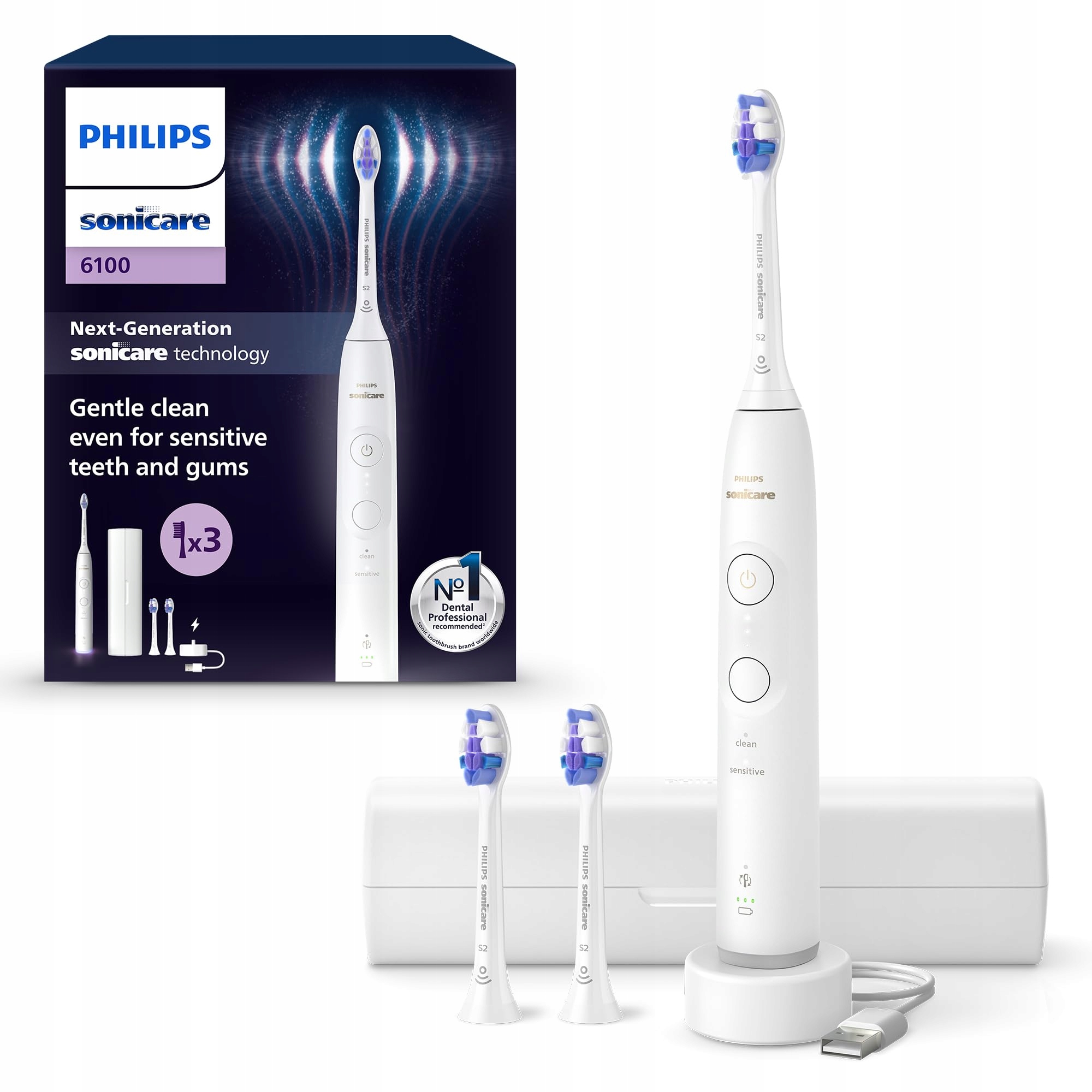 Szczoteczka soniczna Philips Sonicare 6100 soniczna 3 końcówki HX7400/02