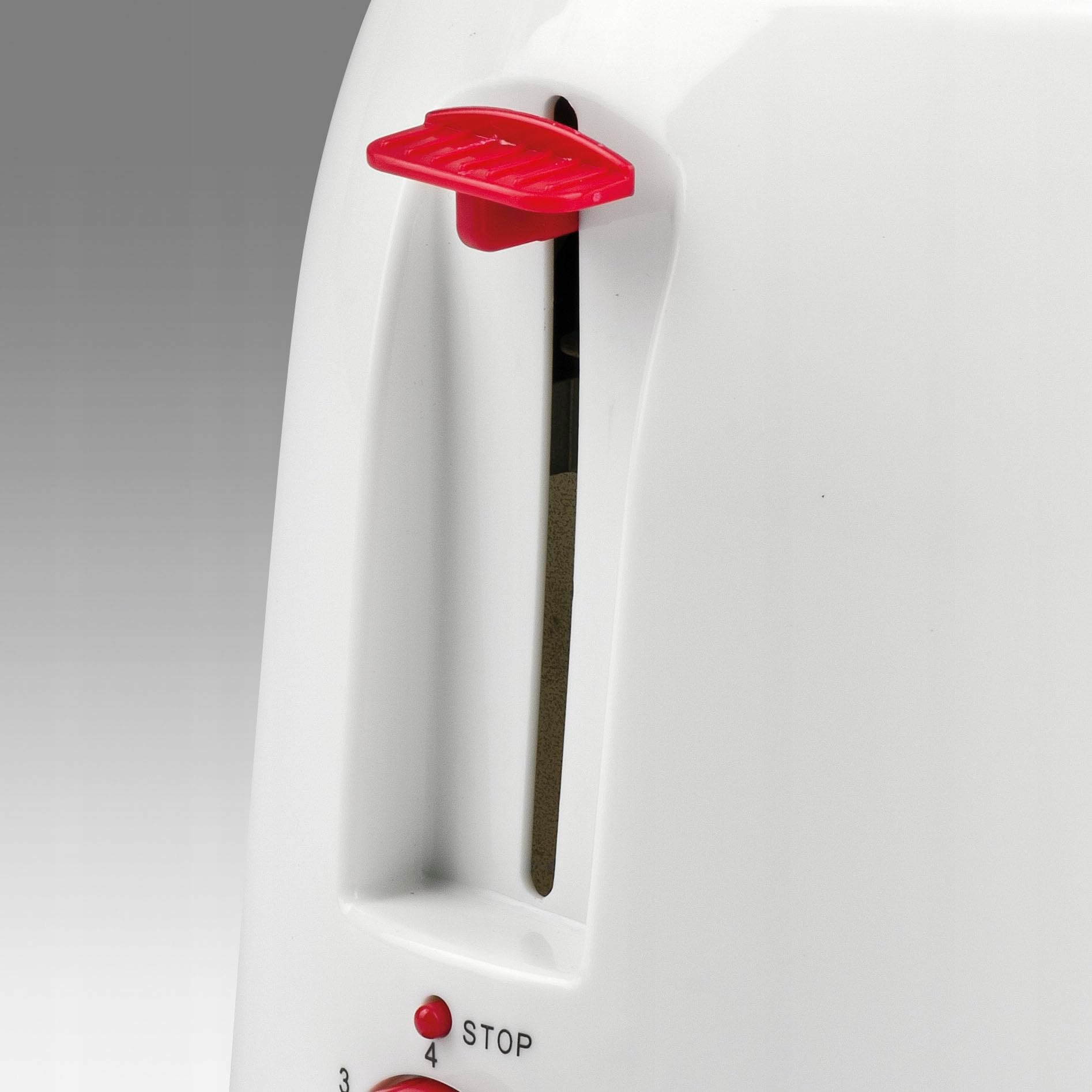 GIRMI Toster Plastikowy Biało-Czerwony, biały/czerwony 750W — miniatura 3