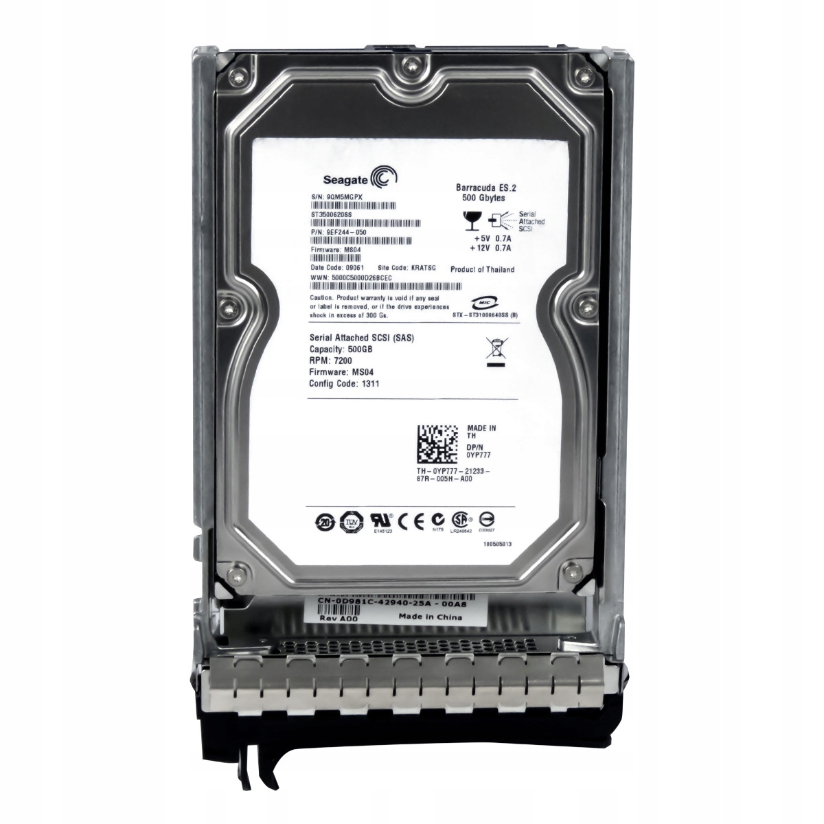 Dell 0YP777 500GB 7,2K 16MB Sas 3,5" ST3500620SS