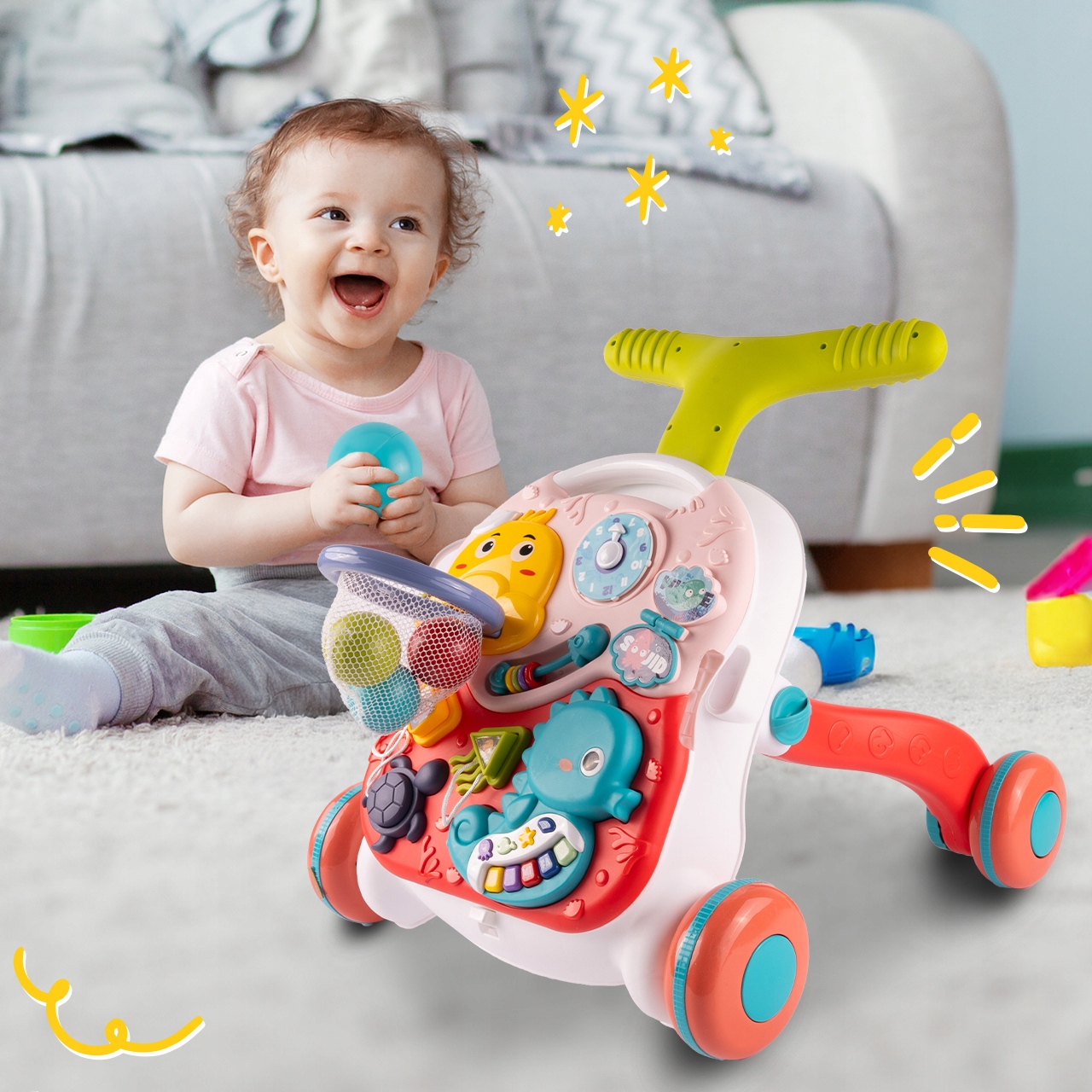 CHODZIK EDUKACYJNY INTERAKTYWNY PANEL 2W1 MUZYCZNY TABLICA DLA DZIECI Kolor wielokolorowy