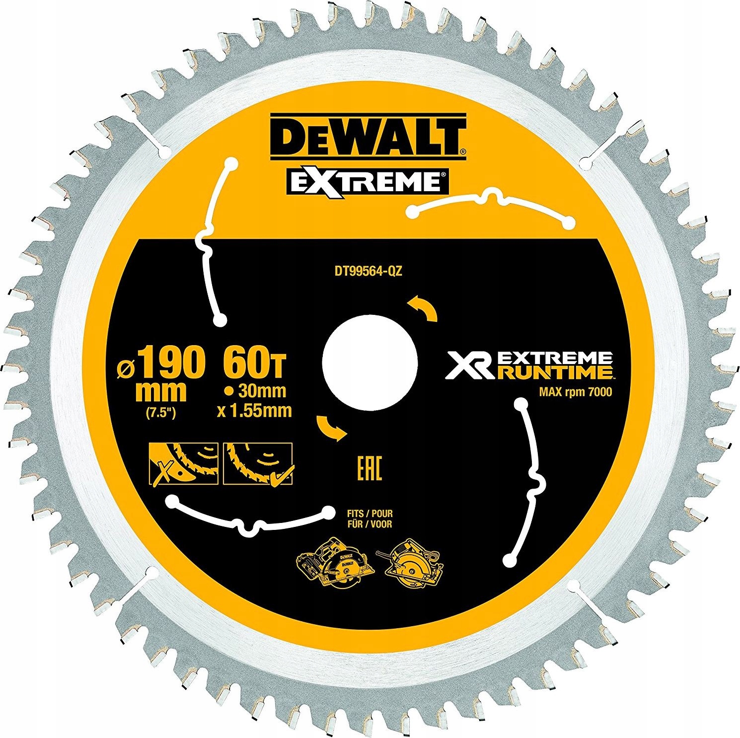 Dewalt Piła tarczowa DT99564, 190mm 30mm