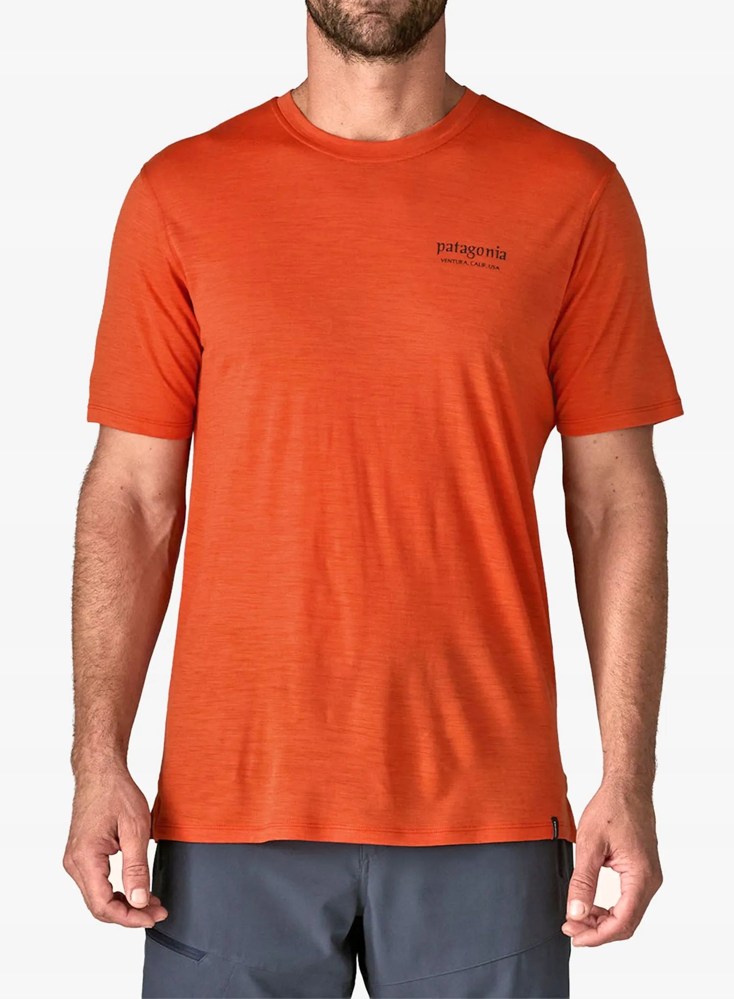 Merino tričko Patagonia Cap Cool Merino Graphic Shirt coal orange S
