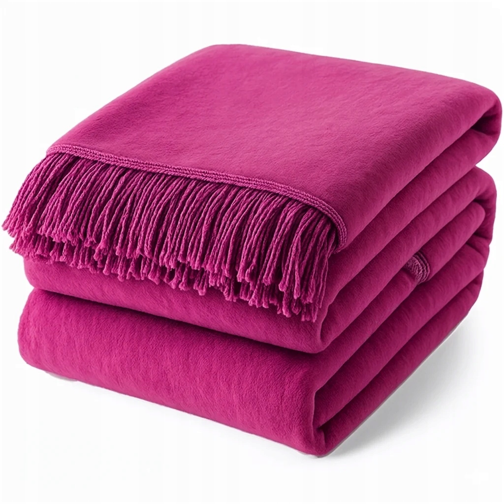 Koc Moca Design 150x200 cm Fuchsiové Třásně