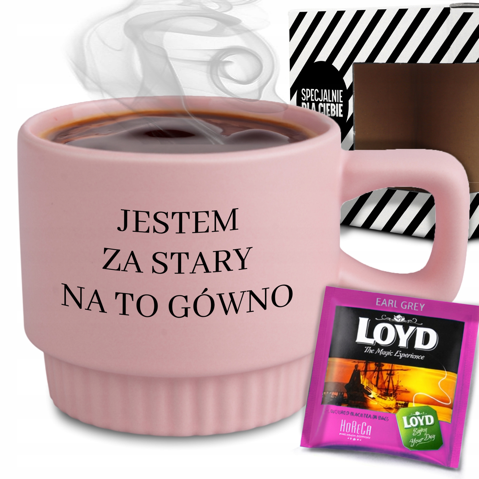 Hrnek V Krabičce Čaj Růžový Jsem Na To Příliš Starý, Připravený Na Dárek