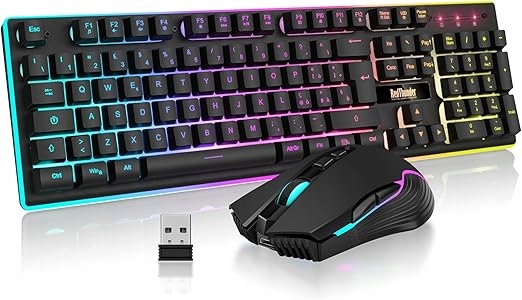 RedThunder Zestaw Gamingowy K10 Bezprzewodowa Klawiatura i Mysz Rgb