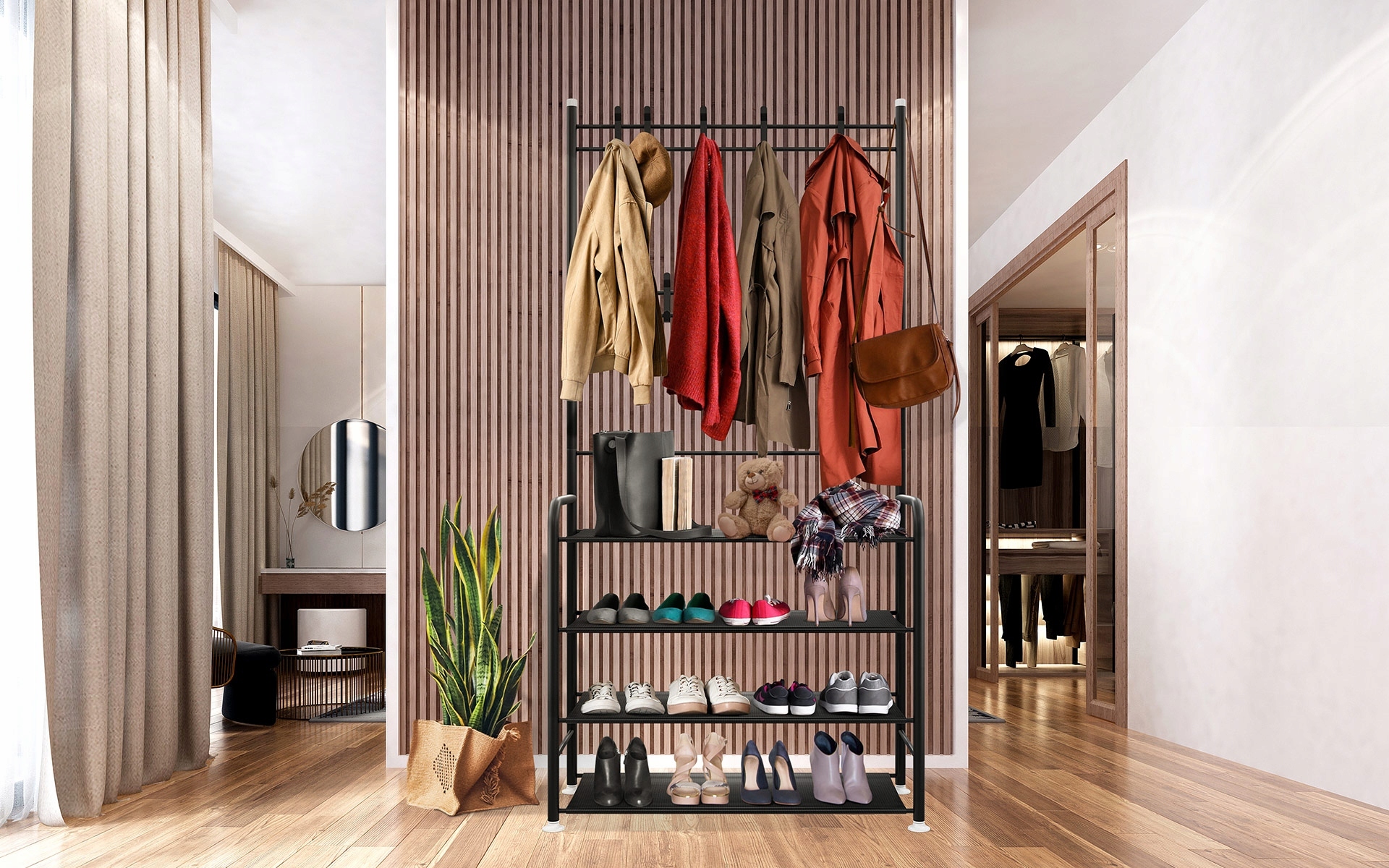 WIESZAK STOJĄCY NA UBRANIA BUTY STOJAK SZAFA METAL Szerokość mebla 64.5 cm