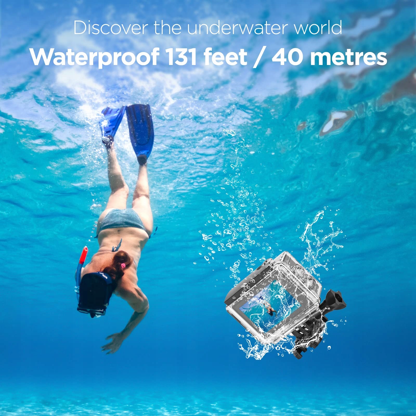 YOLANSIN Kamera Sportowa 4K 30fps Wodoodporna 40m WiFi 170° 20MP Zestaw — miniatura 3