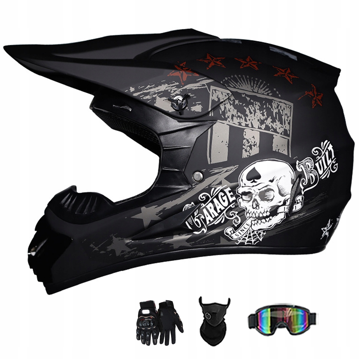 Motocyklová Přilba Lehká Enduro Quada Brýle Rukavice Maska XL