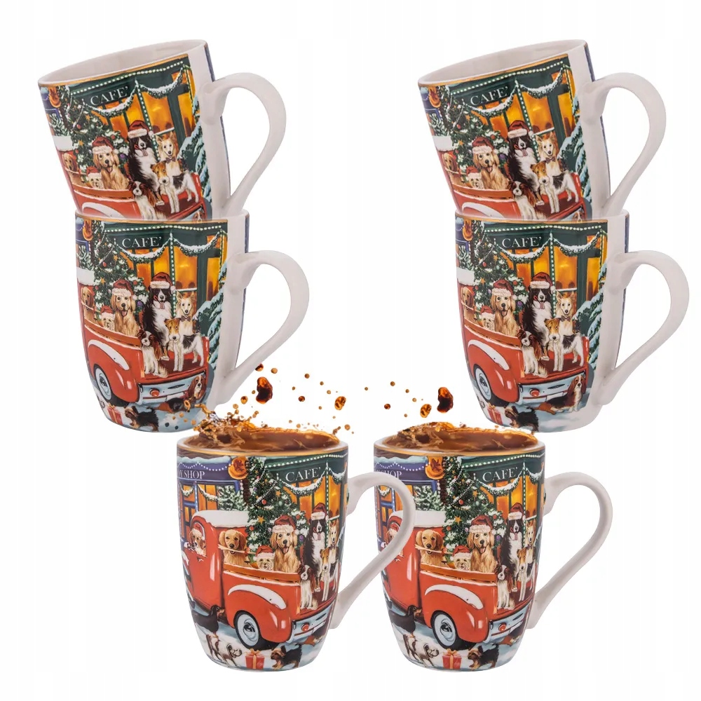 Zestaw kubków świątecznych 6 szt prezent Kubki Altom Magiczna Wioska 320 ml