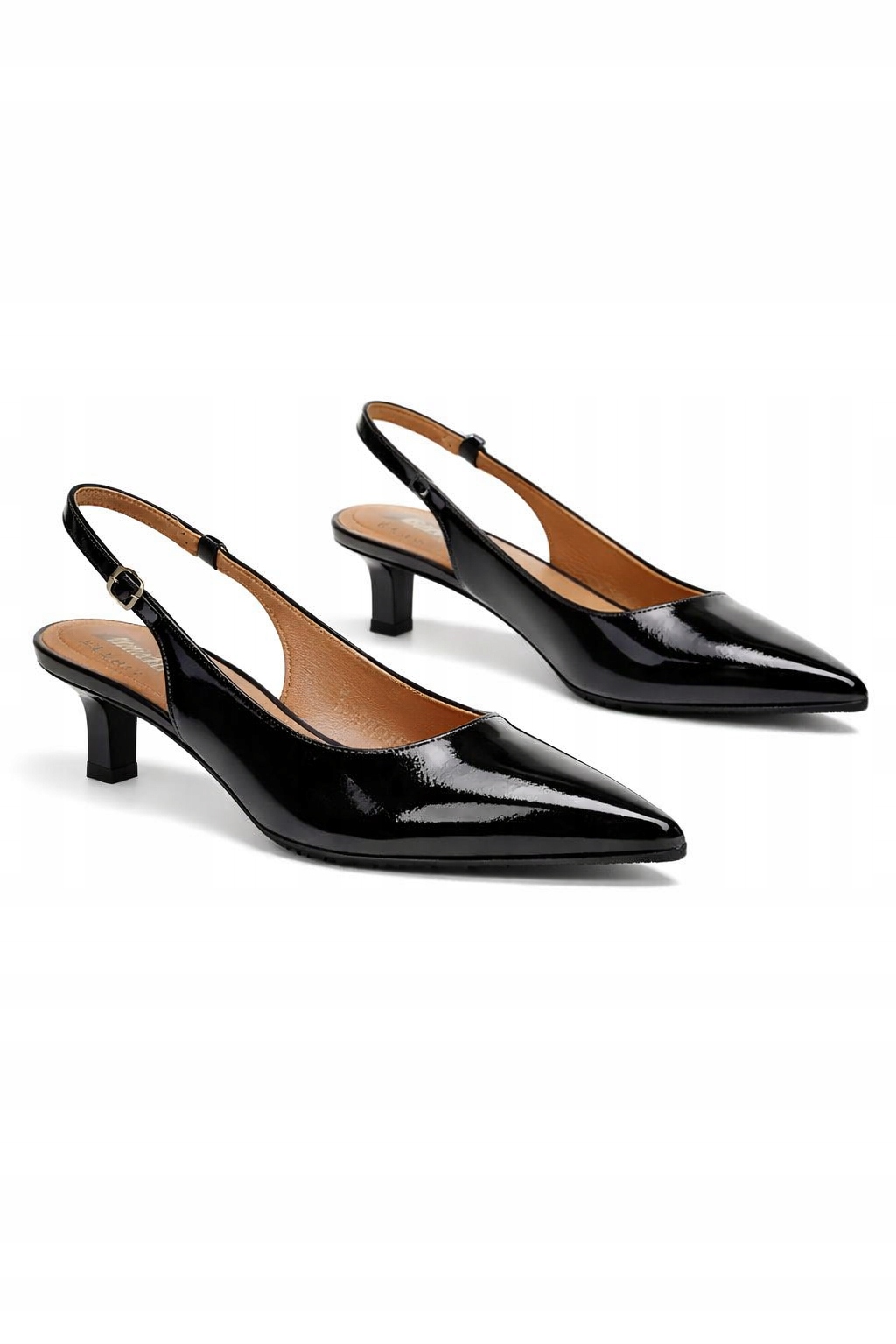 Bianco Lakované Černé Lodičky S Podpatkem, Sloupek 40 I_a