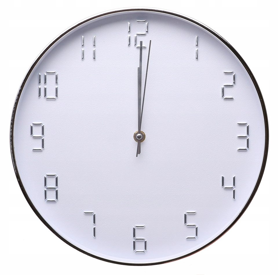 

Zegar Ścienny 30cm Cichy Duże Cyfry Srebrny 3403