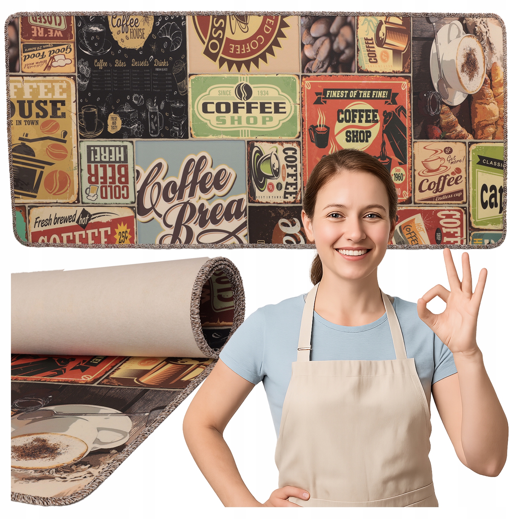 Běhoun do kuchyně Podlahová rohož Koberec Vinylový Měkký Teplý 60x120 cm -s-