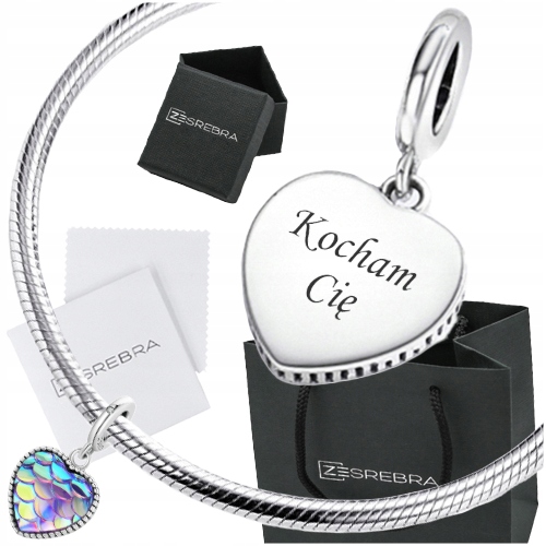 

Charms Serce Hologram koralik srebro 925 Grawer