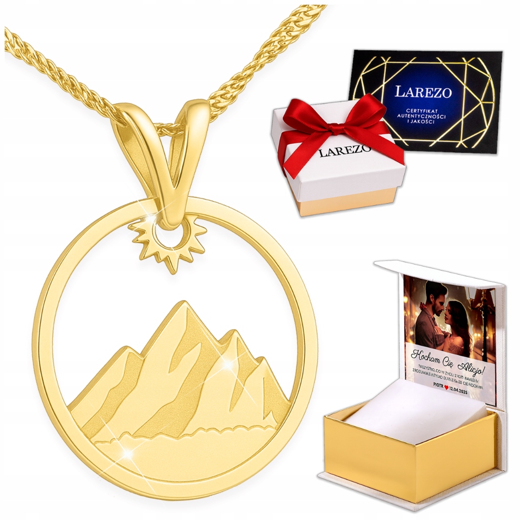 Zlatý náhrdelník hory příroda stříbro 925 Vlastní Potisk