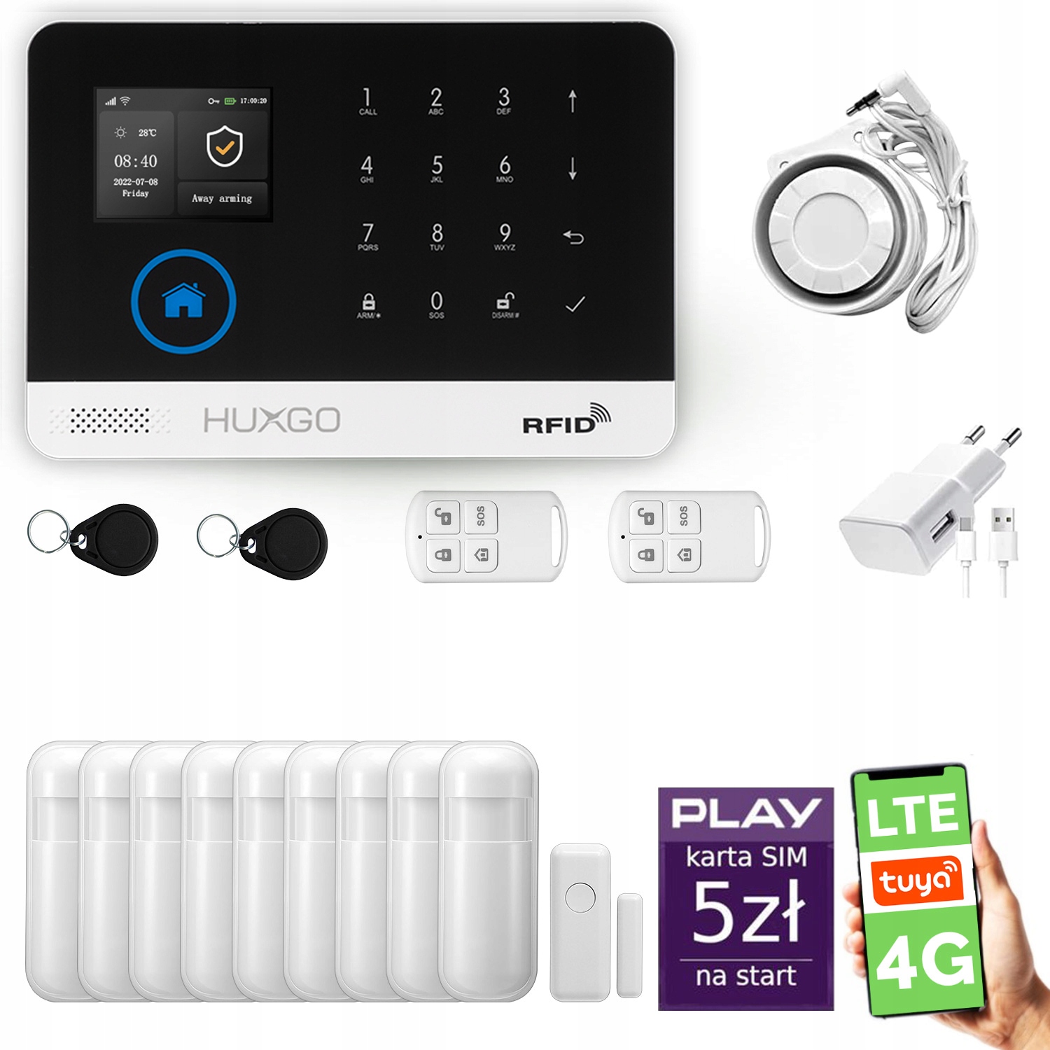 Bezdrôtový alarm WiFi Gsm 4G Lte s aplikáciou Tuya, Huxgo HXA003 4G