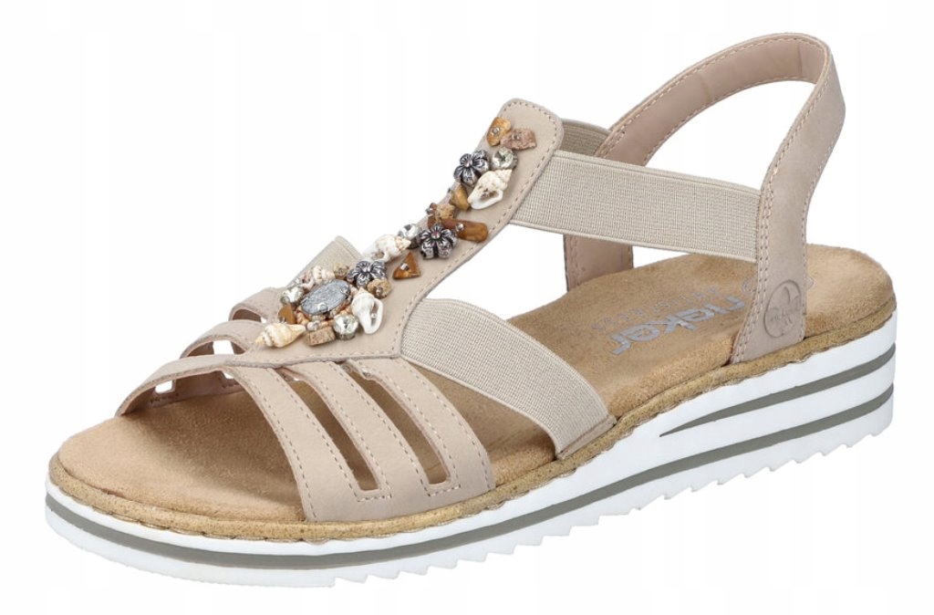 Rieker V0649-62 vel.38 béžové módní kotníkové sandály