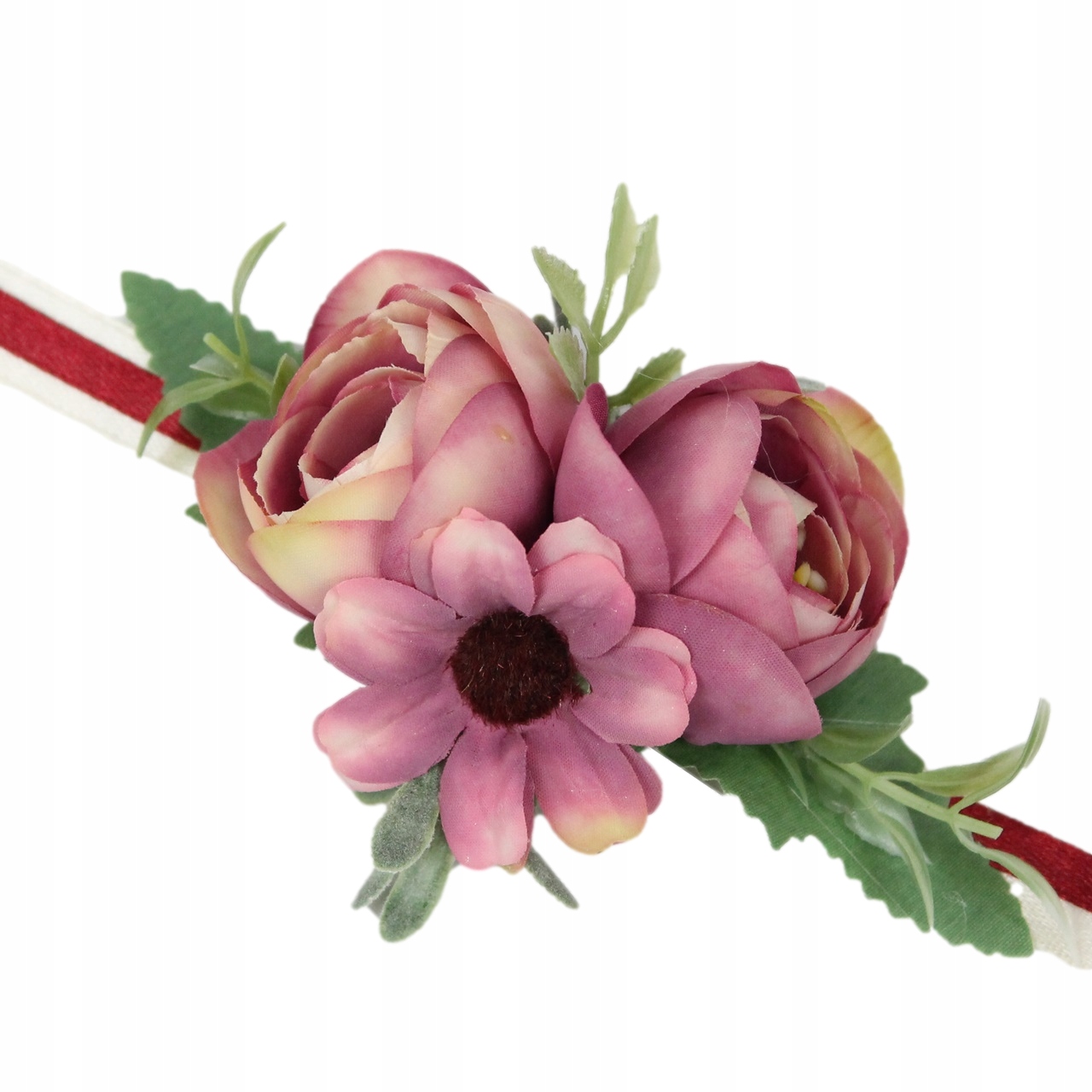 

Kotylion na rękę bukiecik ślubny peonia Bordo ślub