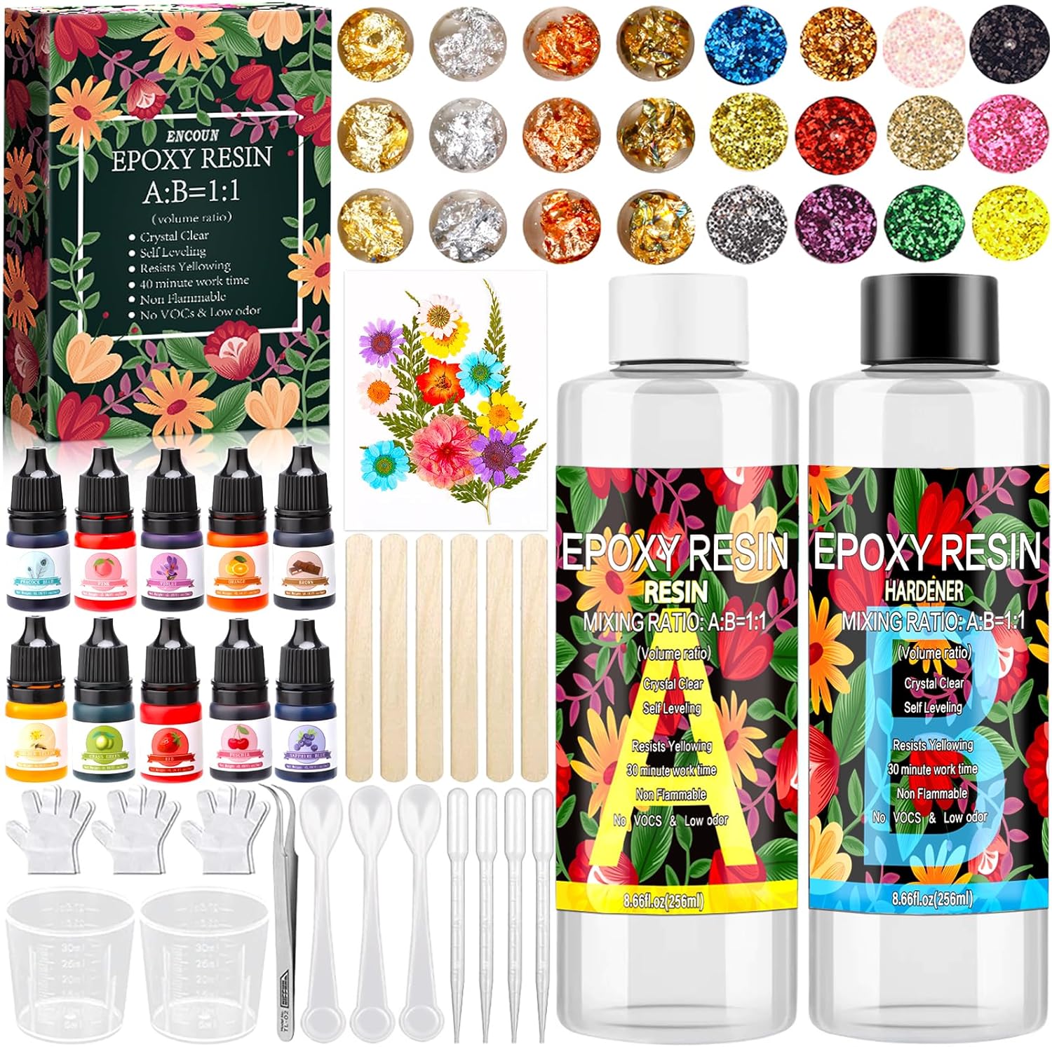 Sada Na Odlévání Epoxidové Pryskyřice 512ML S Barvami, Třpytkami Pryskyřice