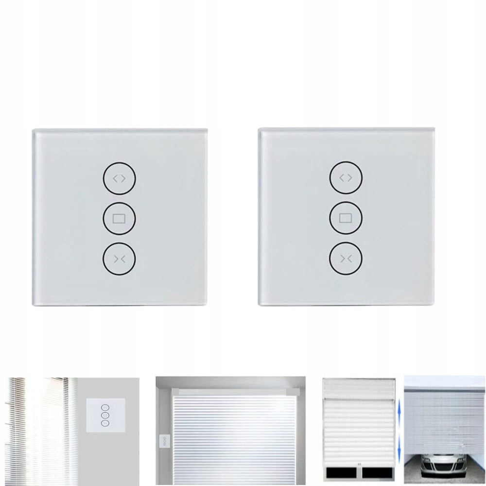 Skleněný Dotykový Spínač Žaluzií Bílý Vypínač Pro Rolety Wifi Led 2KS
