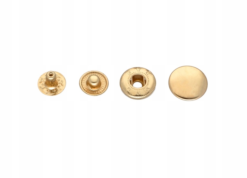 Napy zatrzaski alfa jasny złoty 15mm 10 sztuk