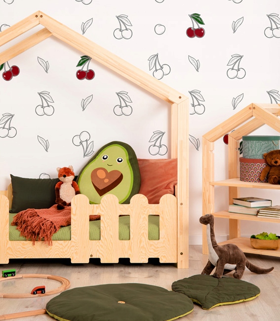 ŁÓŻKO DOMEK DLA DZIECKA SOSNOWE ZE STELAŻEM NISKIE Marka Elior