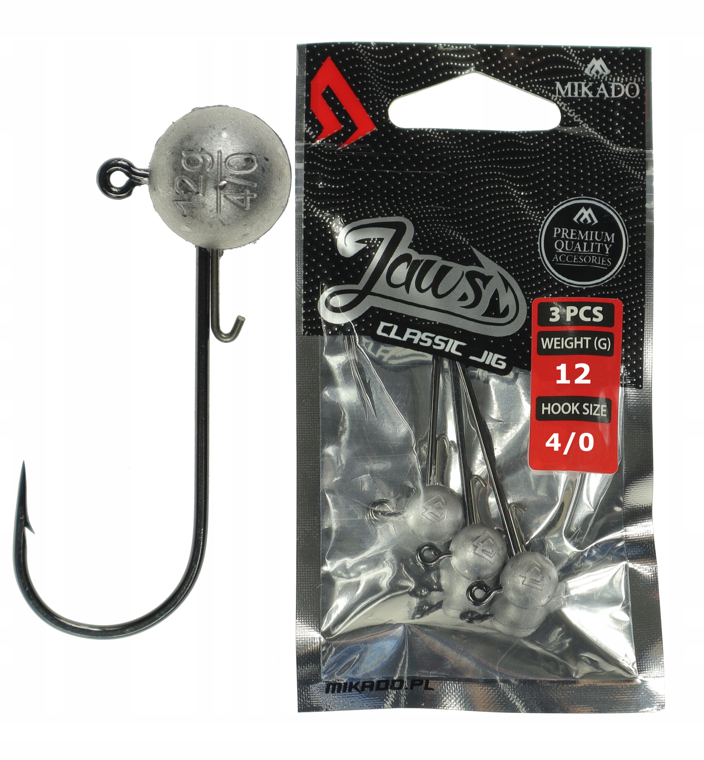 

Główki jigowe 12 g kuty hak 4/0 Mikado Jaws 3 szt