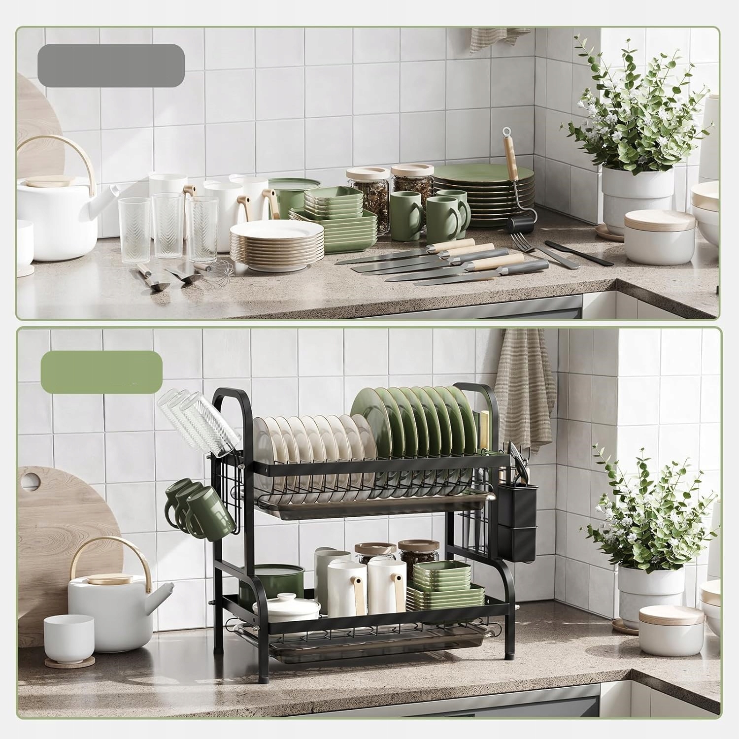 SUSZARKA DO NACZYŃ DWUPOZIOMOWA STOJĄCA CZARNA NIERDZEWNA METALOWA OCIEKACZ Marka inna