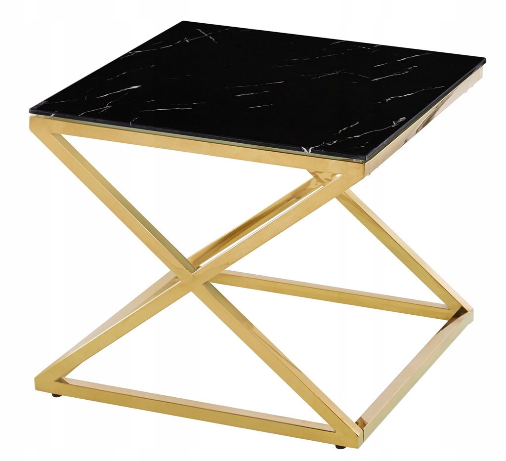 ZŁOTY STOLIK KAWOWY ŁAWA KONSOLA STAL SZKŁO CHROM Kod producenta 77927