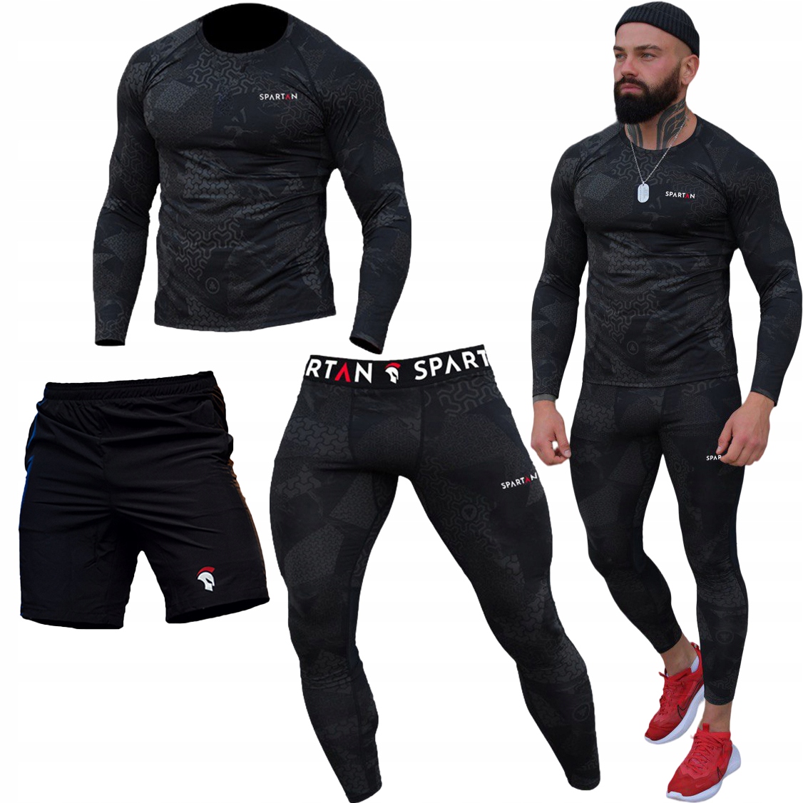 BIELIZNA ODZIEŻ STRÓJ KOSZULKA SPODNIE Termoaktywna MĘSKA MOTOCYKL MOTOR 3x