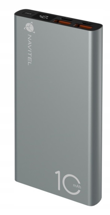 Navitel PWR10 Al Silver Powerbanka 10000 mAh displej Usb-a Usb-c Micro