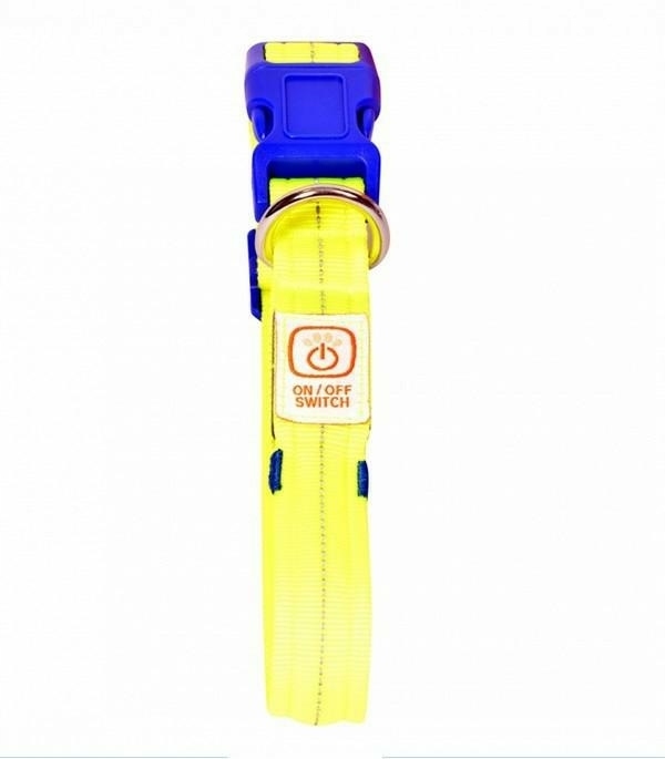 Levně Duvo+ Usb Svítící Obojek Nylon Žlutý 30-40cm/2,5cm 1270015